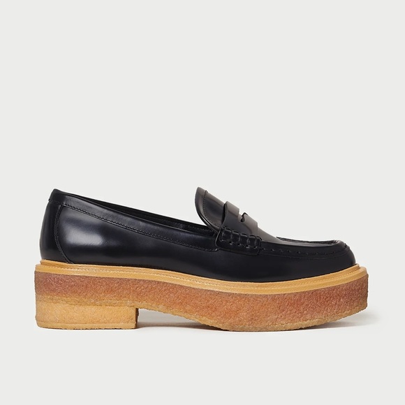 Loeffler Randall Rikki Leather Chunky Platform Penny Loafers in Black Size 9.5 - Picture 2 of 14